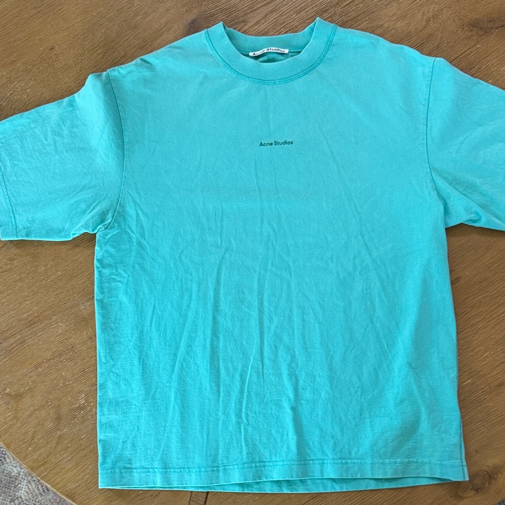Acne Men's Aqua/Tiffany Blue Short Sleeve Tee - Tagged Large
